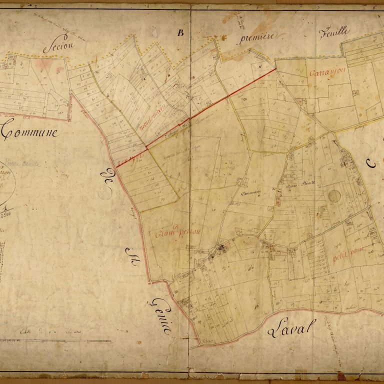 Extrait du plan du cadastre napoléonien d'Oullins